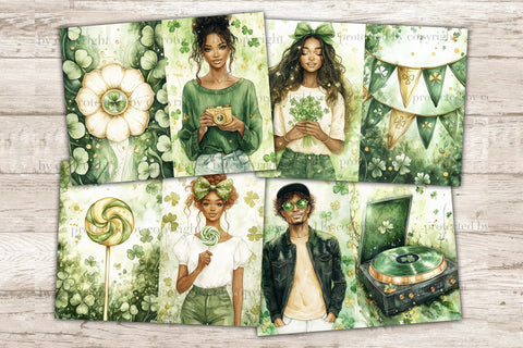Lucky Junk Journal Paper | St. Patricks Day Picture Collage SVG GlamArtZhanna 