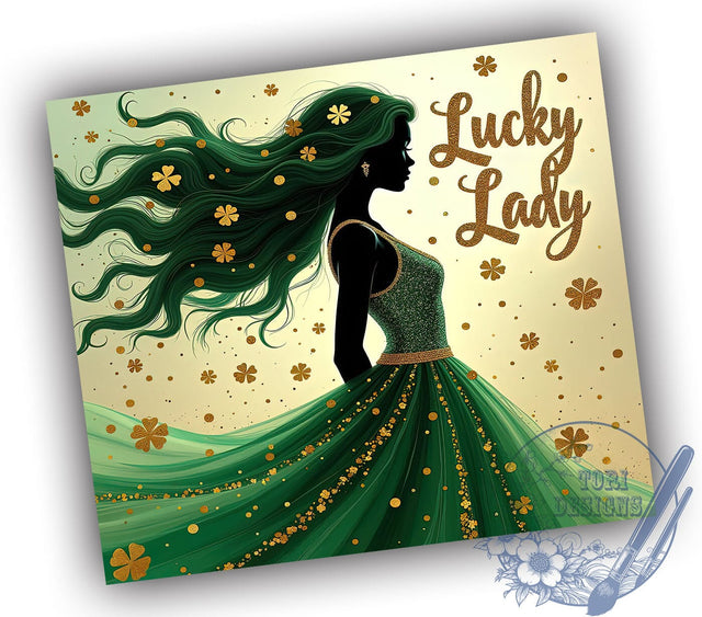 Lucky Lady St. Patrick's 20oz Tumbler, Lucky Lady Tumbler, Shamrock Tumbler Wrap, 20oz Tumbler Sublimation, Irish Lady Design, Feminine St Patricks, Girl Power Tumbler Sublimation ToriDesigns 
