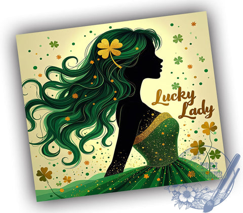 Lucky Lady St. Patrick's 20oz Tumbler, Lucky Lady Tumbler, Shamrock Tumbler Wrap, 20oz Tumbler Sublimation, Irish Lady Design, Feminine St Patricks, Girl Power Tumbler Sublimation ToriDesigns 