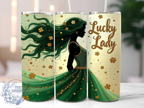 Lucky Lady St. Patrick's 20oz Tumbler, Lucky Lady Tumbler, Shamrock Tumbler Wrap, 20oz Tumbler Sublimation, Irish Lady Design, Feminine St Patricks, Girl Power Tumbler Sublimation ToriDesigns 