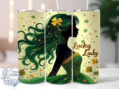 Lucky Lady St. Patrick's 20oz Tumbler, Lucky Lady Tumbler, Shamrock Tumbler Wrap, 20oz Tumbler Sublimation, Irish Lady Design, Feminine St Patricks, Girl Power Tumbler Sublimation ToriDesigns 