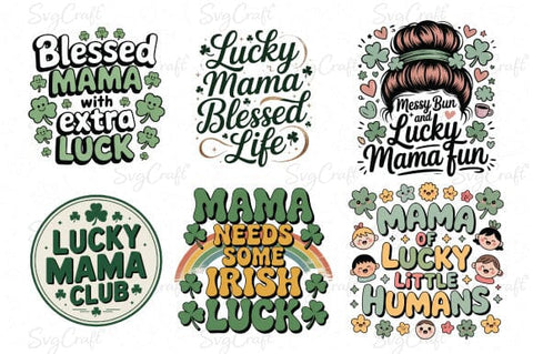 Lucky Mama Funny & Cute St. Patrick’s Day PNG Bundle SVG Svgcraft 