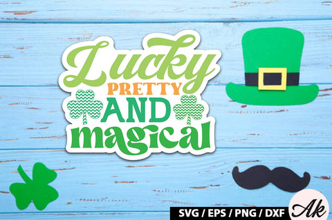 Lucky pretty and magical Retro Stickers SVG akazaddesign 