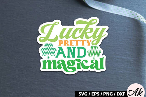 Lucky pretty and magical Retro Stickers SVG akazaddesign 