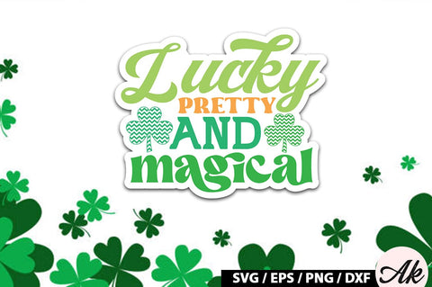 Lucky pretty and magical Retro Stickers SVG akazaddesign 