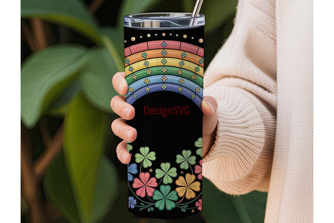 Lucky Rainbow Tumbler Wrap Sublimation DesignSVG 