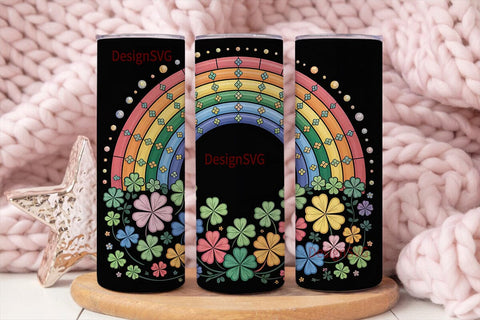 Lucky Rainbow Tumbler Wrap Sublimation DesignSVG 