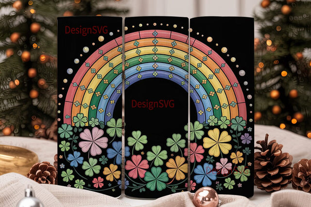 Lucky Rainbow Tumbler Wrap Sublimation DesignSVG 