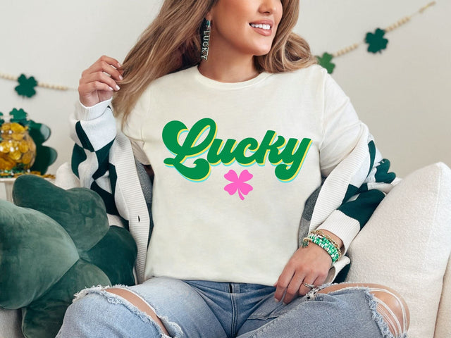 Lucky Retro Pink Clover SVG for St. Patrick's Day SVG So_Fontsy_VIP 
