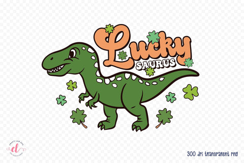 Lucky Saurus, Retro St Patrick's Day Sublimation Sublimation CraftLabSVG 