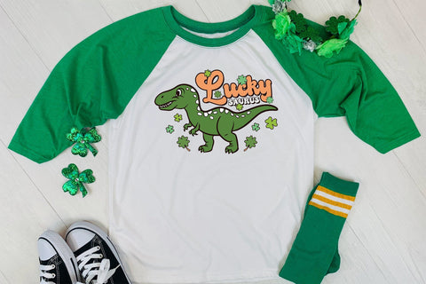 Lucky Saurus, Retro St Patrick's Day Sublimation Sublimation CraftLabSVG 