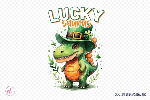 Lucky Saurus | St. Patrick's Day Sublimation Sublimation CraftLabSVG 