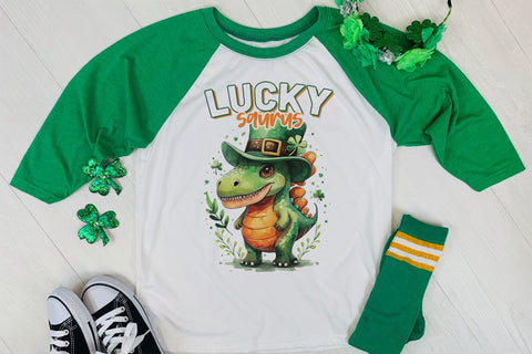 Lucky Saurus | St. Patrick's Day Sublimation Sublimation CraftLabSVG 