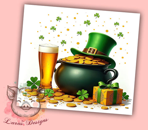Lucky Shamrock 20oz Tumbler, Shamrock Tumbler Wrap, 20oz Tumbler Sublimation, Lucky Shamrock Design, Irish Tumbler Design, Green Tumbler Wrap, St Patricks Day Gift Sublimation Lara' s Designs 