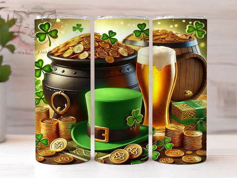 Lucky Shamrock 20oz Tumbler, Shamrock Tumbler Wrap, 20oz Tumbler Sublimation, Lucky Shamrock Design, Irish Tumbler Design, Green Tumbler Wrap, St Patricks Day Gift Sublimation Lara' s Designs 