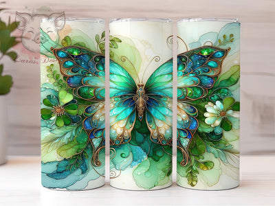 Lucky Shamrock Butterfly Tumbler, Seamless St. Patrick’s Tumbler, Stylish 20oz Wrap, Sublimation Design, Trendy Gift Idea, Irish Butterfly Wrap, Lucky Shamrock Tumbler Sublimation Lara' s Designs 
