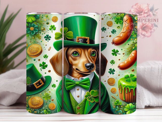 Lucky Shamrock Dachshund Tumbler, St. Patrick’s Dog Tumbler, Stylish 20oz Wrap, Sublimation Design, Trendy Gift Idea, Irish Dachshund Wrap, Lucky Shamrock Tumbler Sublimation Li Zamperini 
