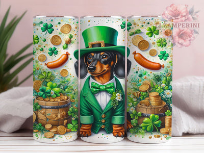 Lucky Shamrock Dachshund Tumbler, St. Patrick’s Dog Tumbler, Stylish 20oz Wrap, Sublimation Design, Trendy Gift Idea, Irish Dachshund Wrap, Lucky Shamrock Tumbler Sublimation Li Zamperini 