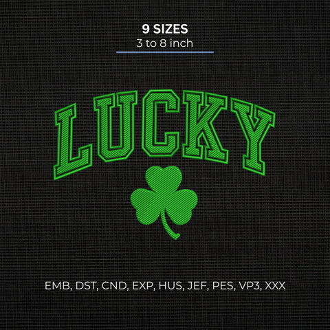 Lucky Shamrock Embroidery Design – St Patrick's Day Green Clover Varsity Letter Machine Embroidery File Embroidery/Applique DESIGNS PatternFeed8 