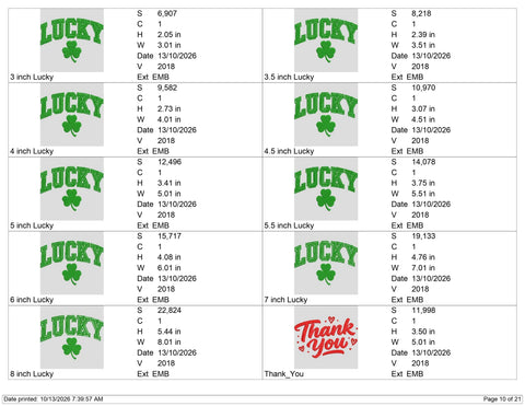 Lucky Shamrock Embroidery Design – St Patrick's Day Green Clover Varsity Letter Machine Embroidery File Embroidery/Applique DESIGNS PatternFeed8 