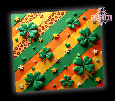 Lucky Shamrock Leopard 20oz Tumbler, Leopard Print Tumbler Wrap, 20oz Sublimation Design, Lucky Shamrock Drinkware, St. Patrick's Day Tumbler, Animal Print Wrap, Green Leopard Tumbler Sublimation SvggirlplusArt 