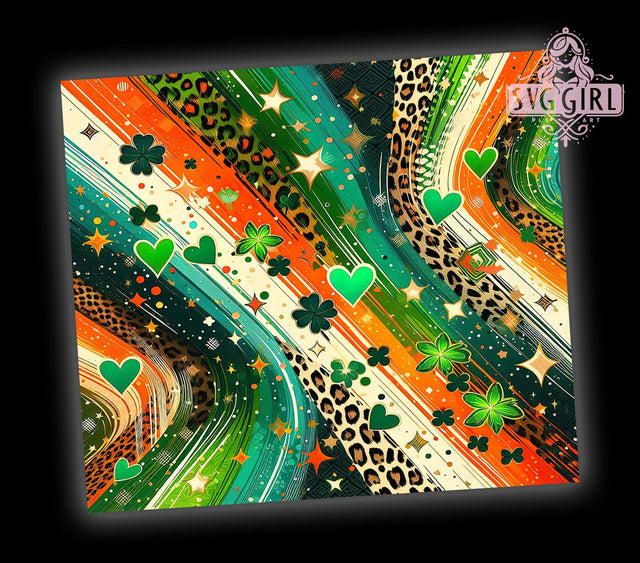 Lucky Shamrock Leopard 20oz Tumbler, Leopard Print Tumbler Wrap, 20oz Sublimation Design, Lucky Shamrock Drinkware, St. Patrick's Day Tumbler, Animal Print Wrap, Green Leopard Tumbler Sublimation SvggirlplusArt 