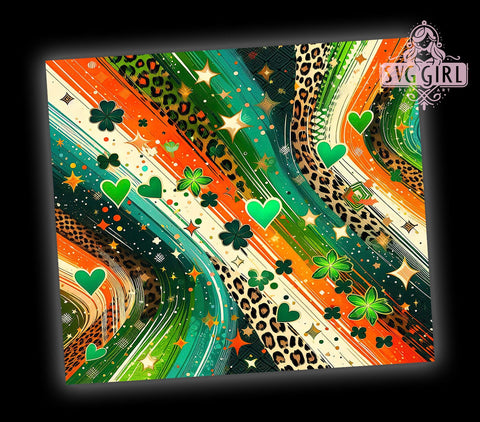 Lucky Shamrock Leopard 20oz Tumbler, Leopard Print Tumbler Wrap, 20oz Sublimation Design, Lucky Shamrock Drinkware, St. Patrick's Day Tumbler, Animal Print Wrap, Green Leopard Tumbler Sublimation SvggirlplusArt 