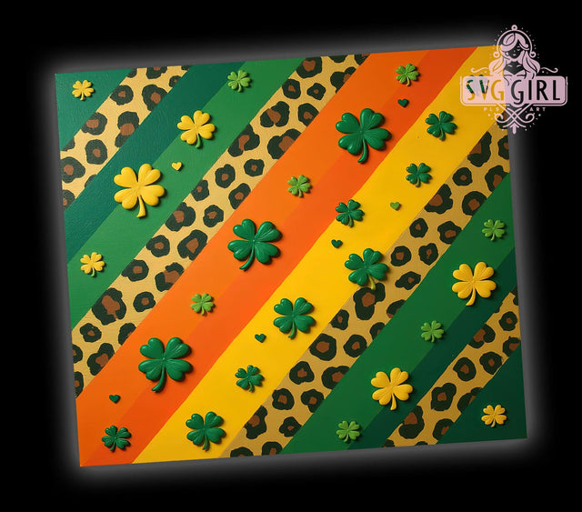 Lucky Shamrock Leopard 20oz Tumbler, Leopard Print Tumbler Wrap, 20oz Sublimation Design, Lucky Shamrock Drinkware, St. Patrick's Day Tumbler, Animal Print Wrap, Green Leopard Tumbler Sublimation SvggirlplusArt 