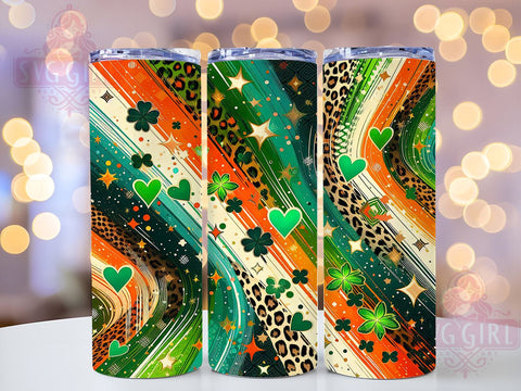 Lucky Shamrock Leopard 20oz Tumbler, Leopard Print Tumbler Wrap, 20oz Sublimation Design, Lucky Shamrock Drinkware, St. Patrick's Day Tumbler, Animal Print Wrap, Green Leopard Tumbler Sublimation SvggirlplusArt 
