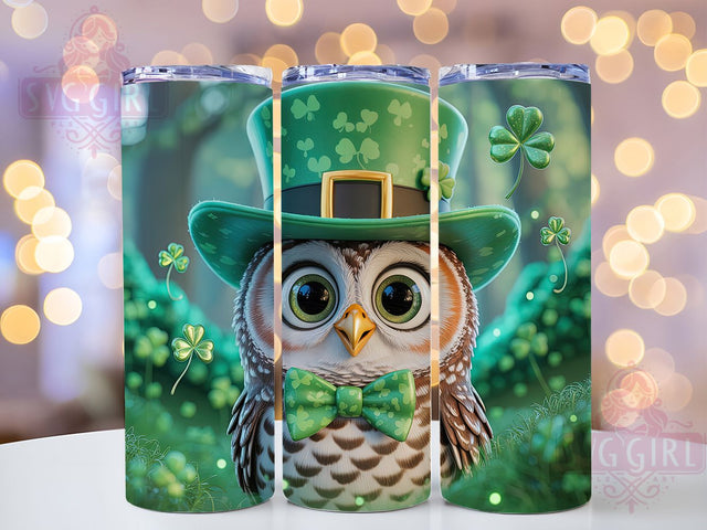 Lucky Shamrock Owl Tumbler, Lucky Owl Tumbler, Stylish 20oz Wrap, Sublimation Design, Trendy Gift Idea, Irish Owl Wrap, Shamrock Owl Tumbler Sublimation SvggirlplusArt 