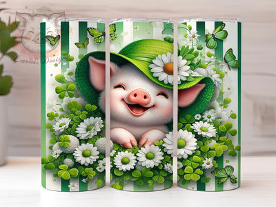 Lucky Shamrock Pig Tumbler, St. Patrick’s Tumbler, Stylish 20oz Wrap, Sublimation Design, Trendy Gift Idea, Irish Pig Wrap, Lucky Shamrock Tumbler Sublimation Lara' s Designs 