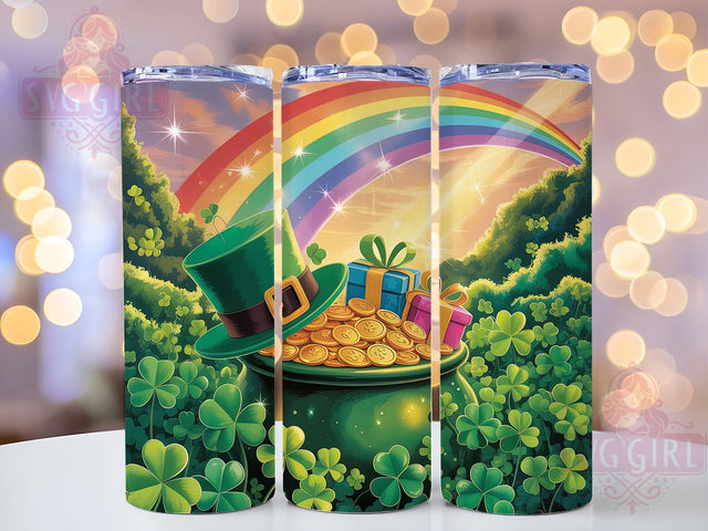 Lucky Shamrock Rainbow Tumbler, St. Patrick’s Tumbler, Stylish 20oz Wrap, Sublimation Design, Trendy Gift Idea, Irish Shamrock Wrap, Lucky Rainbow Tumbler Sublimation SvggirlplusArt 