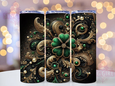 Lucky Shamrock St Patrick Tumbler, St Patrick's Day, Irish Celebration, Lucky Design, Festive Green, 20Oz Tumbler, Sublimation Wrap Sublimation SvggirlplusArt 