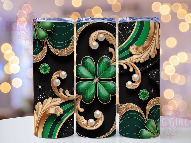 Lucky Shamrock St Patrick Tumbler, St Patrick's Day, Irish Celebration, Lucky Design, Festive Green, 20Oz Tumbler, Sublimation Wrap Sublimation SvggirlplusArt 
