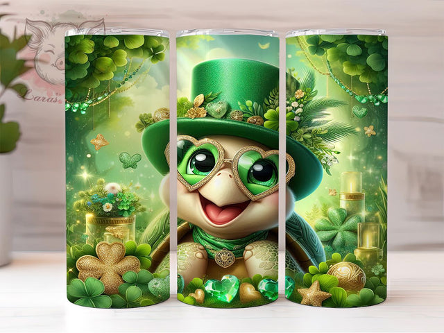 Lucky Shamrock Turtle Tumbler, Seamless St. Patrick’s Tumbler, Stylish 20oz Wrap, Sublimation Design, Trendy Gift Idea, Irish Turtle Wrap, Lucky Shamrock Tumbler Sublimation Lara' s Designs 