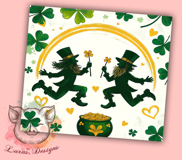 Lucky Shamrocks St. Patrick's 20oz Tumbler, St. Patrick's Day Tumbler, Lucky Shamrocks Design, 20oz Tumbler Wrap, Sublimation Wrap, Irish Gift, Shamrock Tumbler, Green Drinkware Sublimation Lara' s Designs 