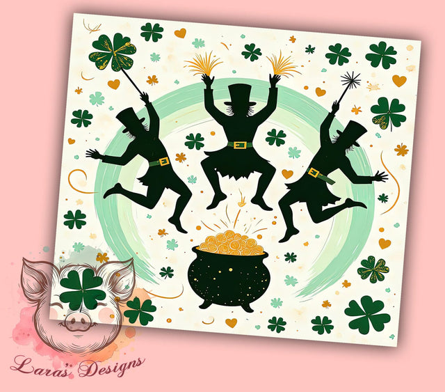 Lucky Shamrocks St. Patrick's 20oz Tumbler, St. Patrick's Day Tumbler, Lucky Shamrocks Design, 20oz Tumbler Wrap, Sublimation Wrap, Irish Gift, Shamrock Tumbler, Green Drinkware Sublimation Lara' s Designs 