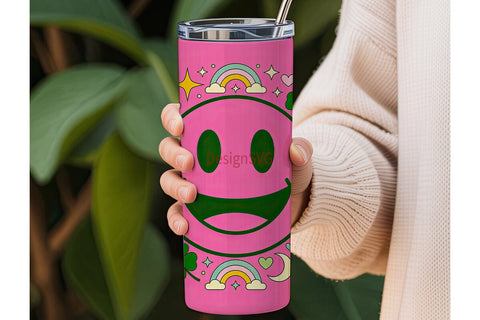 Lucky Smiley Face 20oz Tumbler Wrap Sublimation DesignSVG 