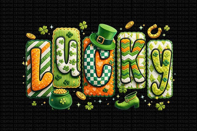 Lucky St Patrick PNG | Shamrock Typography Sublimation Design SVG BillahCrafts 
