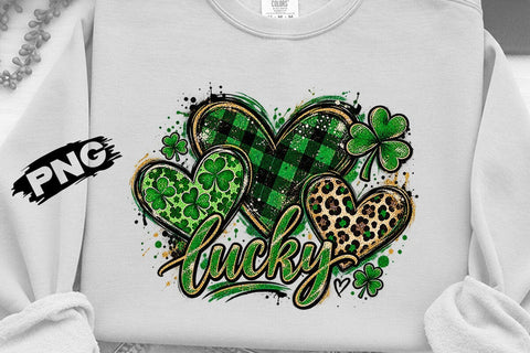 Lucky St Patricks Day Hearts Shamrock PNG SVG DesignDestine 