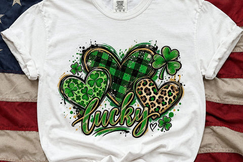 Lucky St Patricks Day Hearts Shamrock PNG SVG DesignDestine 