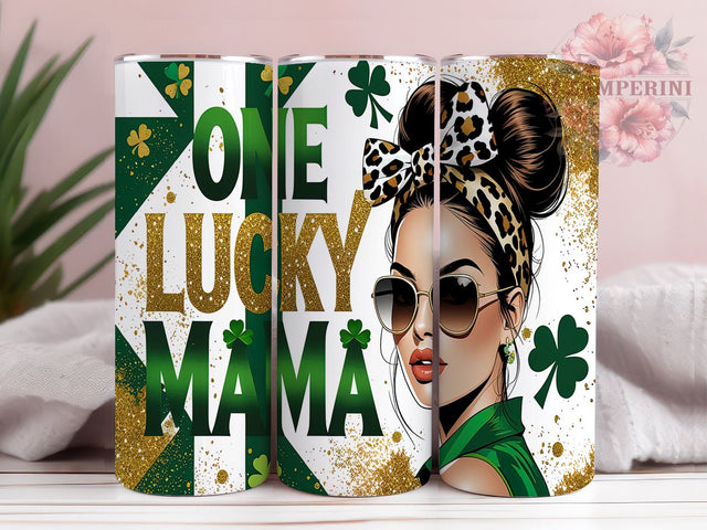 Lucky St. Patrick's Day Shamrock Mama Tumbler, St. Patrick's Day, Shamrock Gift, 20oz Sublimation, Irish Mama, Lucky Mom Decor, Saint Pat's Tumbler Sublimation Li Zamperini 
