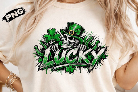 Lucky St Patricks Day Skeleton PNG Clipart SVG DesignDestine 