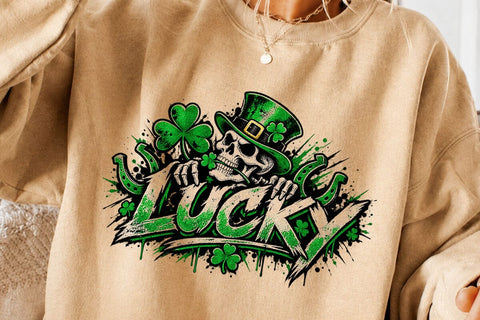 Lucky St Patricks Day Skeleton PNG Clipart SVG DesignDestine 