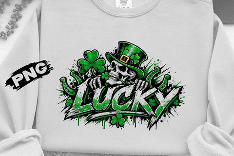 Lucky St Patricks Day Skeleton PNG Clipart SVG DesignDestine 