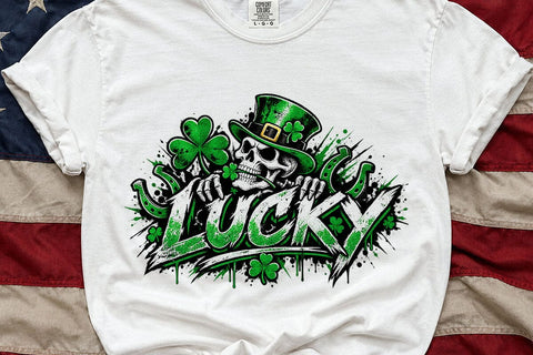 Lucky St Patricks Day Skeleton PNG Clipart SVG DesignDestine 