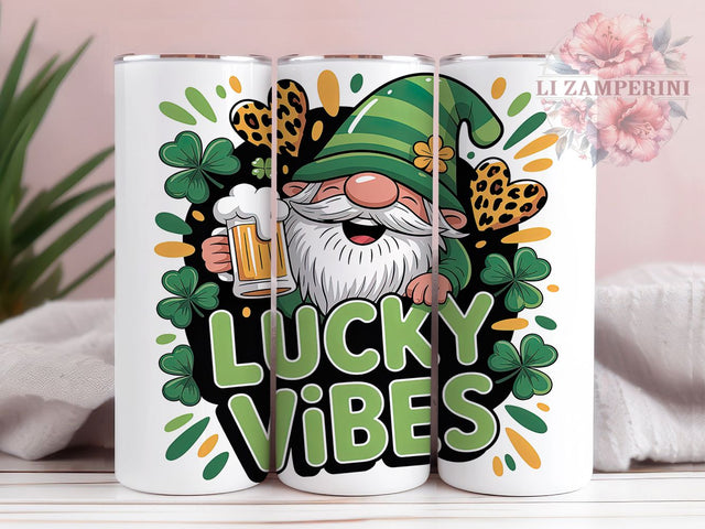 Lucky St Patrick’s Gnome Tumbler, Lucky Gnome, Irish Gnome Art, Shamrock Gnome, St Patrick's Day Design, 20oz Tumbler, Sublimation Design Sublimation Li Zamperini 