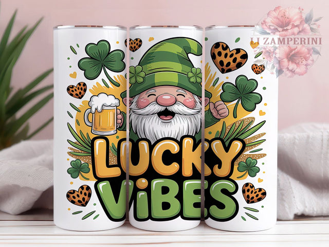 Lucky St Patrick’s Gnome Tumbler, Lucky Gnome, Irish Gnome Art, Shamrock Gnome, St Patrick's Day Design, 20oz Tumbler, Sublimation Design Sublimation Li Zamperini 