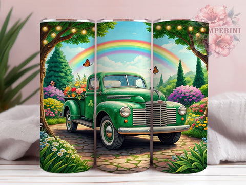 Lucky Truck St. Patrick's 20oz Tumbler, Truck Tumbler, 20oz Tumbler Wrap, Sublimation Wrap, Irish Truck Design, Green Tumbler, Lucky Charm Tumbler Sublimation Li Zamperini 