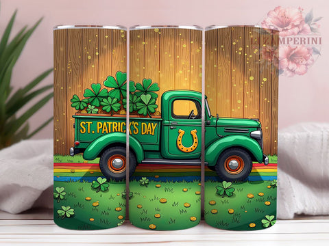 Lucky Truck St. Patrick's Day 20oz Tumbler, Truck Tumbler, 20oz Tumbler Wrap, Sublimation Design, Irish Truck, Green Drinkware, Lucky Truck Sublimation Li Zamperini 
